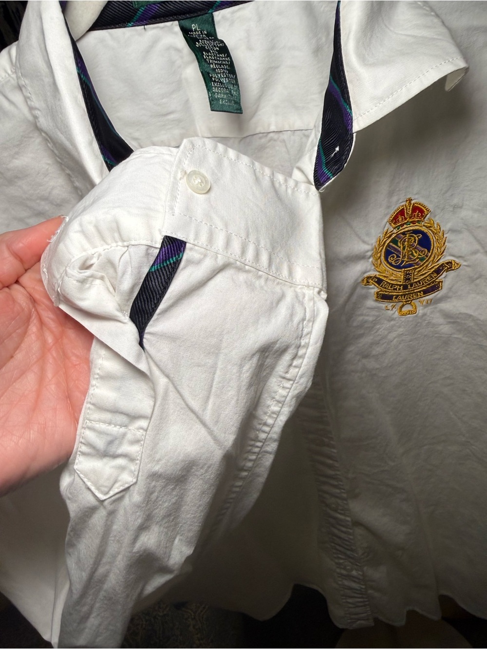 Lauren Ralph Lauren White Embroidered Crest Button-Down Shirt - Picture 4 of 5